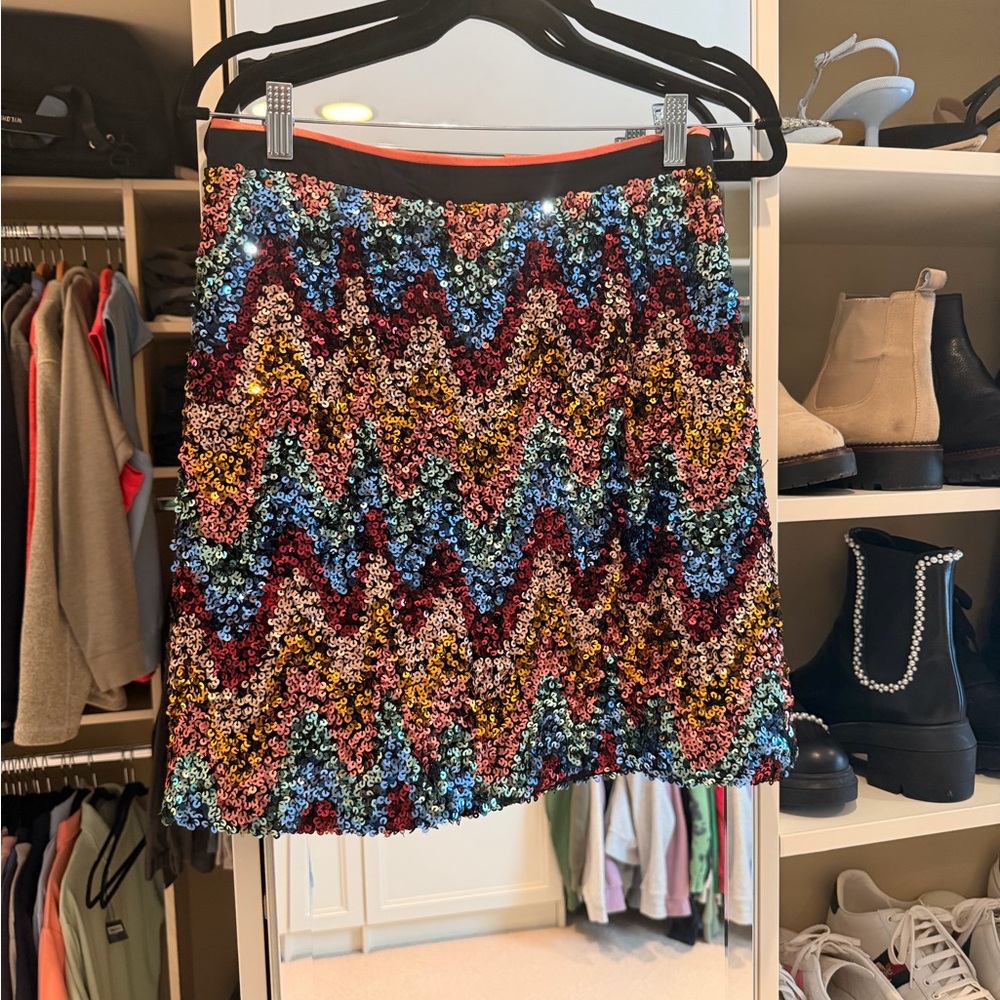 Maeve Multicolor Sequin Zigzag Skirt